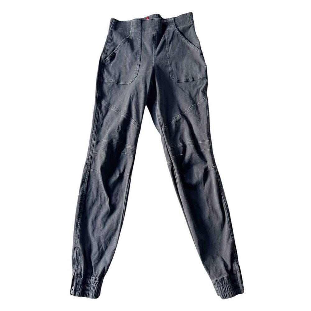 Spanx Women's Sz S Stretch Twill Cargo Joggers Washed Black High Rise